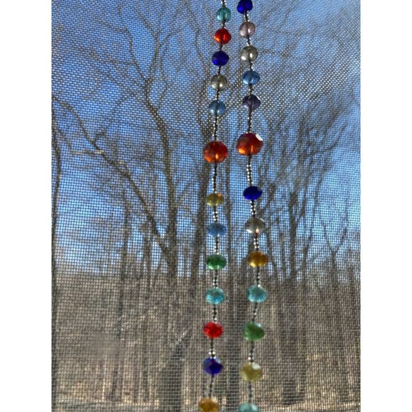 Cute Handmade Multicolored Rainbow Facetted Crystal Beaded Lanyard - Picture 5 of 7